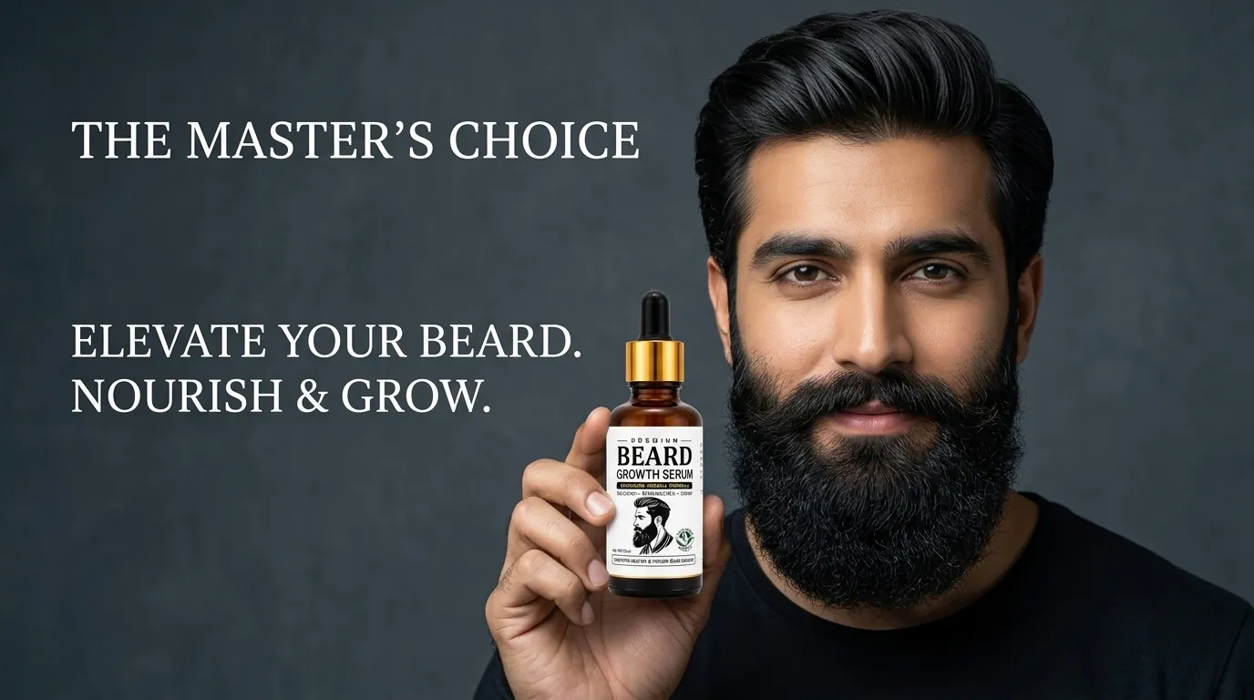 Premium Beard Growth Serum in use