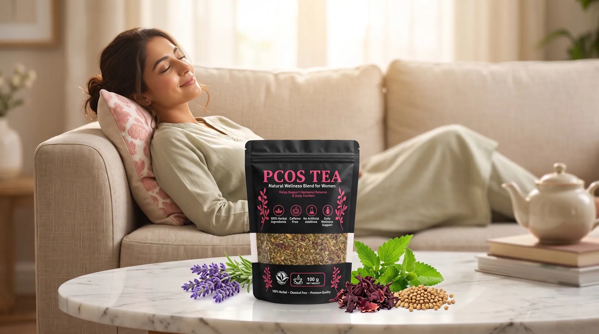 PCOS Tea in use