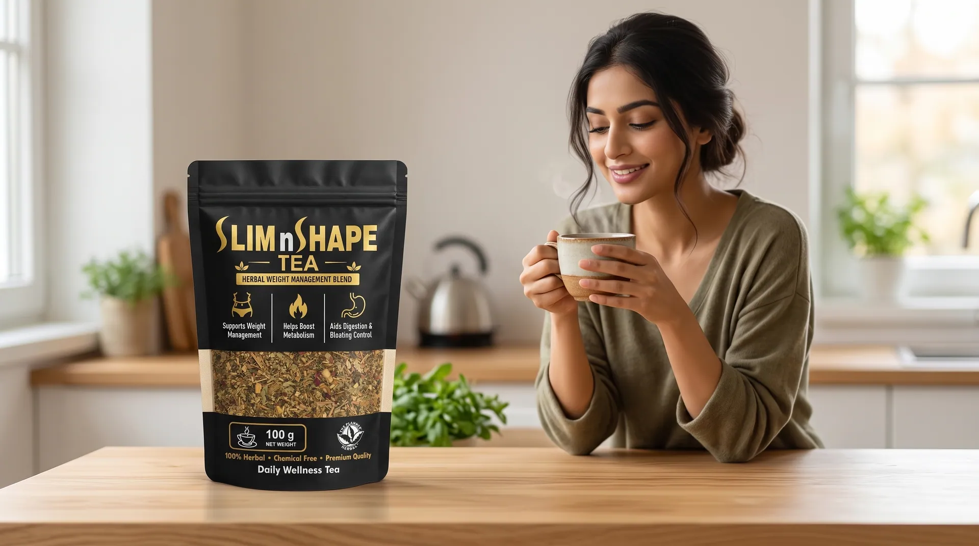 Slim n Shape Tea in use