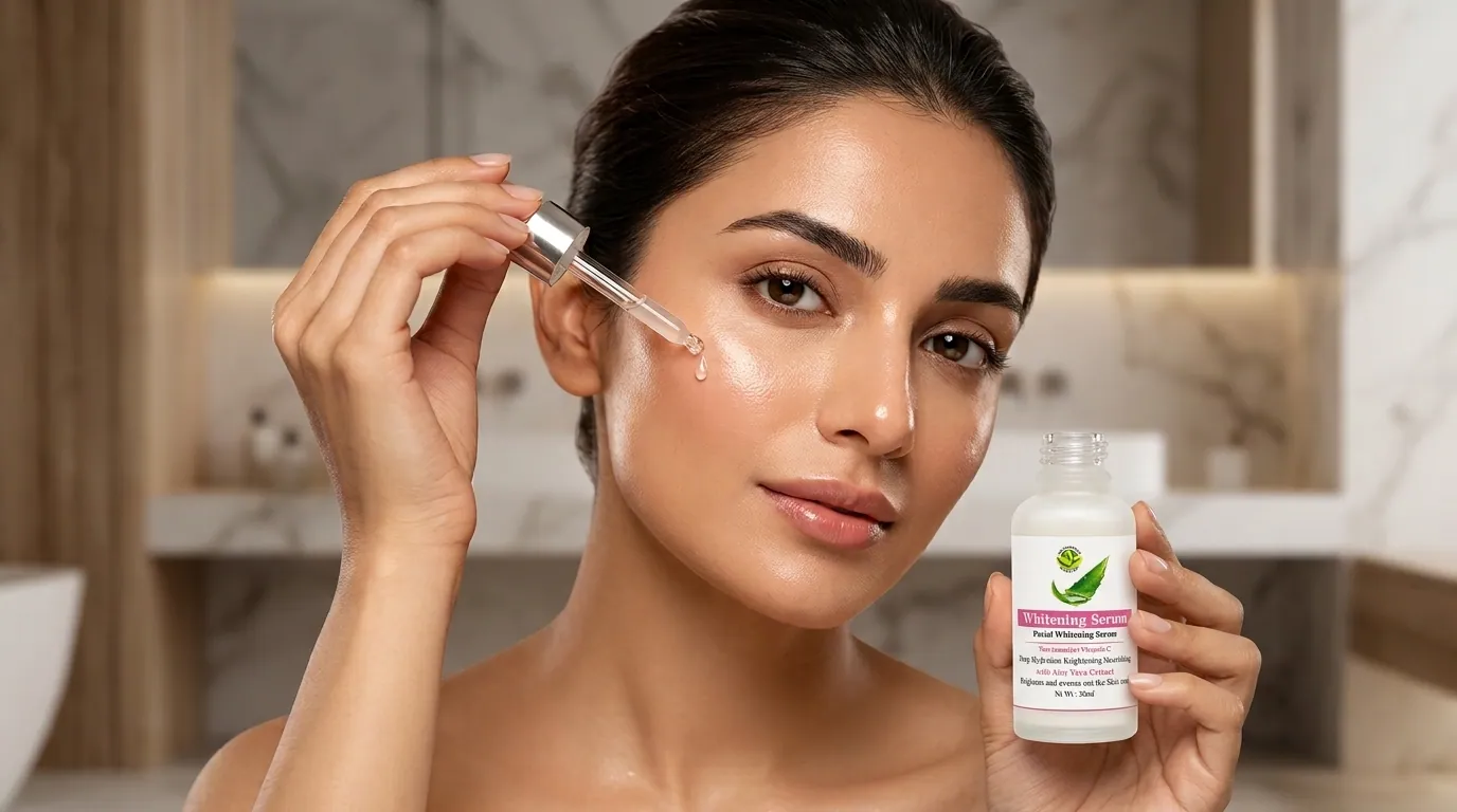 Facial Whitening Serum in use